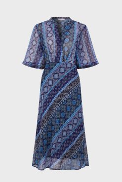 Gerard Darel Robe Midi A Petits Clous Indigo - Elia | Robes