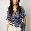 Gerard Darel Blouse Cache-Coeur A Clous Indigo - Aritia | Chemises & Blouses