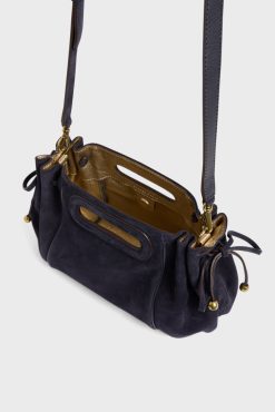 Gerard Darel Sac A Main Cuir Velours Bleu - Mini Dany | Sacs A Bandouliere