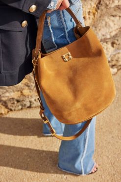 Gerard Darel Sac Seau En Cuir Velours Ble - Le Sandrine | Sacs A Bandouliere