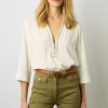 Gerard Darel Top Zippe Avec Surpiqures Ecru - Adeline | Chemises & Blouses