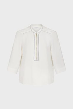 Gerard Darel Top Zippe Avec Surpiqures Ecru - Adeline | Chemises & Blouses