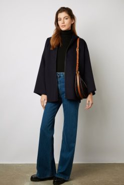 Gerard Darel Cape En Laine Double Face Marine - Nesrynn | Manteaux & Trenchs