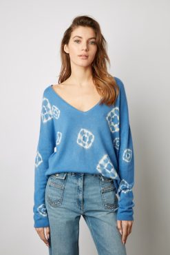 Gerard Darel Pull V En Cachemire Tie & Dye Bleu - Lehnie | Maille