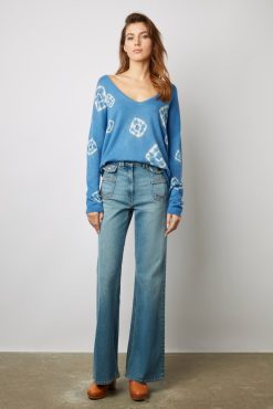 Gerard Darel Pull V En Cachemire Tie & Dye Bleu - Lehnie | Maille