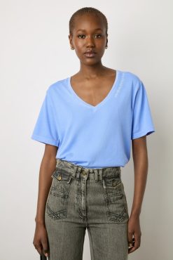 Gerard Darel T-Shirt Col Tunisien En Coton Bleu - Maurine | Tops & Sweats