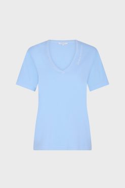 Gerard Darel T-Shirt Col Tunisien En Coton Bleu - Maurine | Tops & Sweats