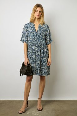 Gerard Darel Robe Courte Imprimee Indigo - Ellena | Robes