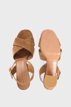 Gerard Darel Sandales A Plateforme Cuir Velours Cognac - Lya | Chaussures