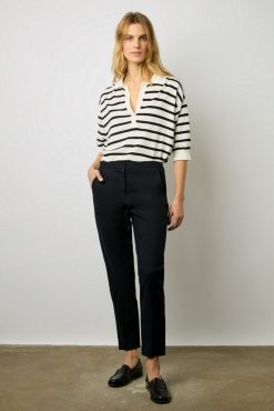 Gerard Darel Pantalon Droit 7/8 Uni Marine - Causette | Pantalons & Jeans