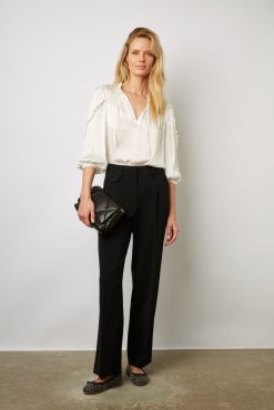 Gerard Darel Blouse En Satin A Volants Blanc - Alexia | Chemises & Blouses