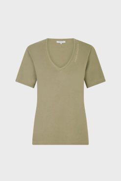 Gerard Darel T-Shirt Col Tunisien En Coton Kaki - Maurine | Tops & Sweats