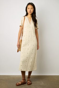 Gerard Darel Robe Midi Brodee Naturel - Elouane | Robes