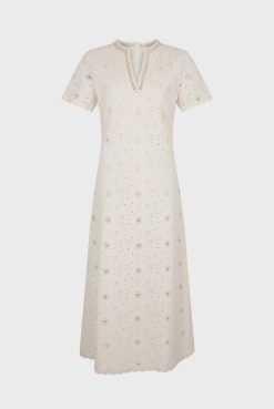 Gerard Darel Robe Midi Brodee Naturel - Elouane | Robes