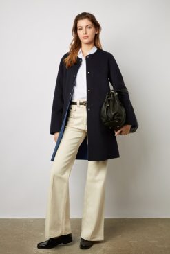 Gerard Darel Manteau Reversible En Laine Marine - Nadra | Manteaux & Trenchs