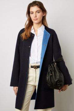 Gerard Darel Manteau Reversible En Laine Marine - Nadra | Manteaux & Trenchs